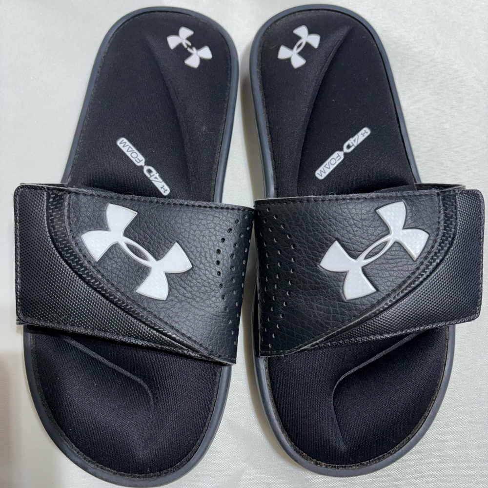 Under Armour Kids Black and White Slide Sandals